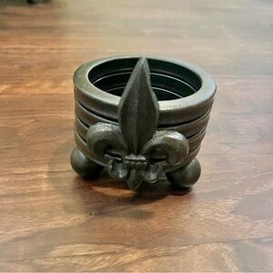 Vintage Bronze Metal FLEUR DE LIS Heavy Candle Holder. NWOT
